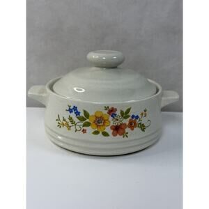Sweet Flowers Bake Serve 'n Store Stoneware Single Serving Casserole Dish Lid